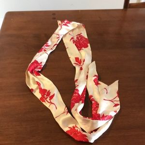 Red flower silk bandeau scarf